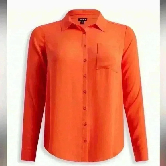 Torrid Lizzie Georgette Button-Up Long Sleeve Shirt sz 2 - Picture 2 of 5